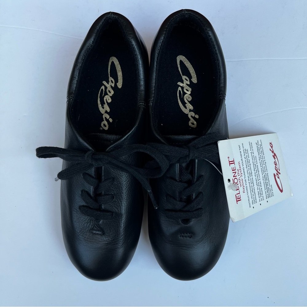 CG09 Capezio Premiere Black Leather Tap Shoes Women’s 4.5 Fit Child 2-2.5 New